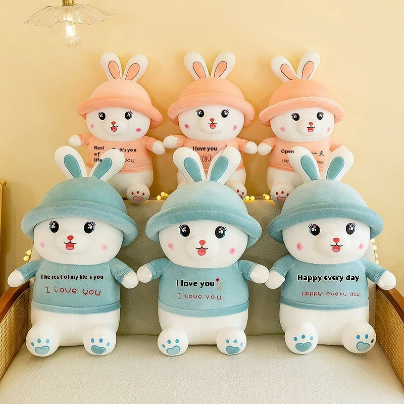 Blue Cute Little White Rabbit Plush Doll