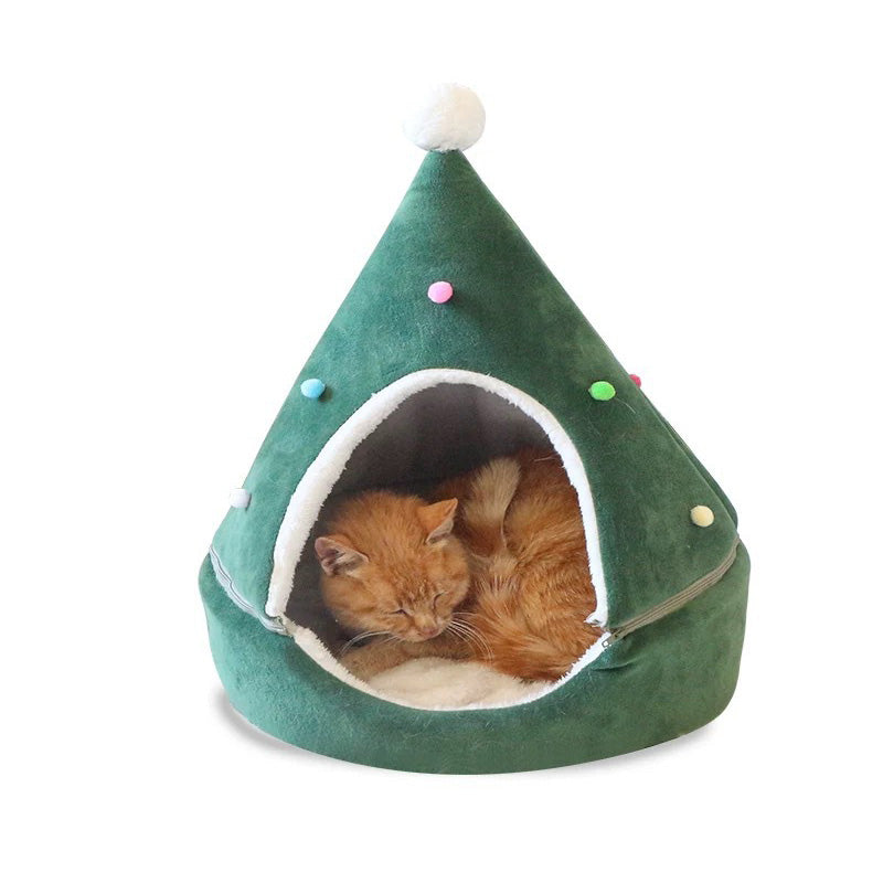 Arbre de noël lit pour animaux de compagnie hiver chaud nid pour animaux de compagnie chat maison chien fournitures pour animaux de compagnie