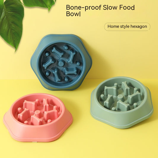 Anti-choke Pet Bowl New Anti-tumble Dog Bone Slow Food Single Bowl