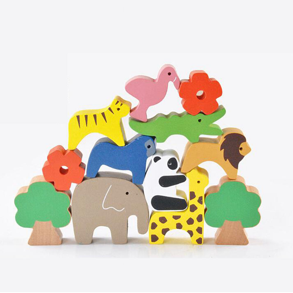 Wooden forest animals balance beam