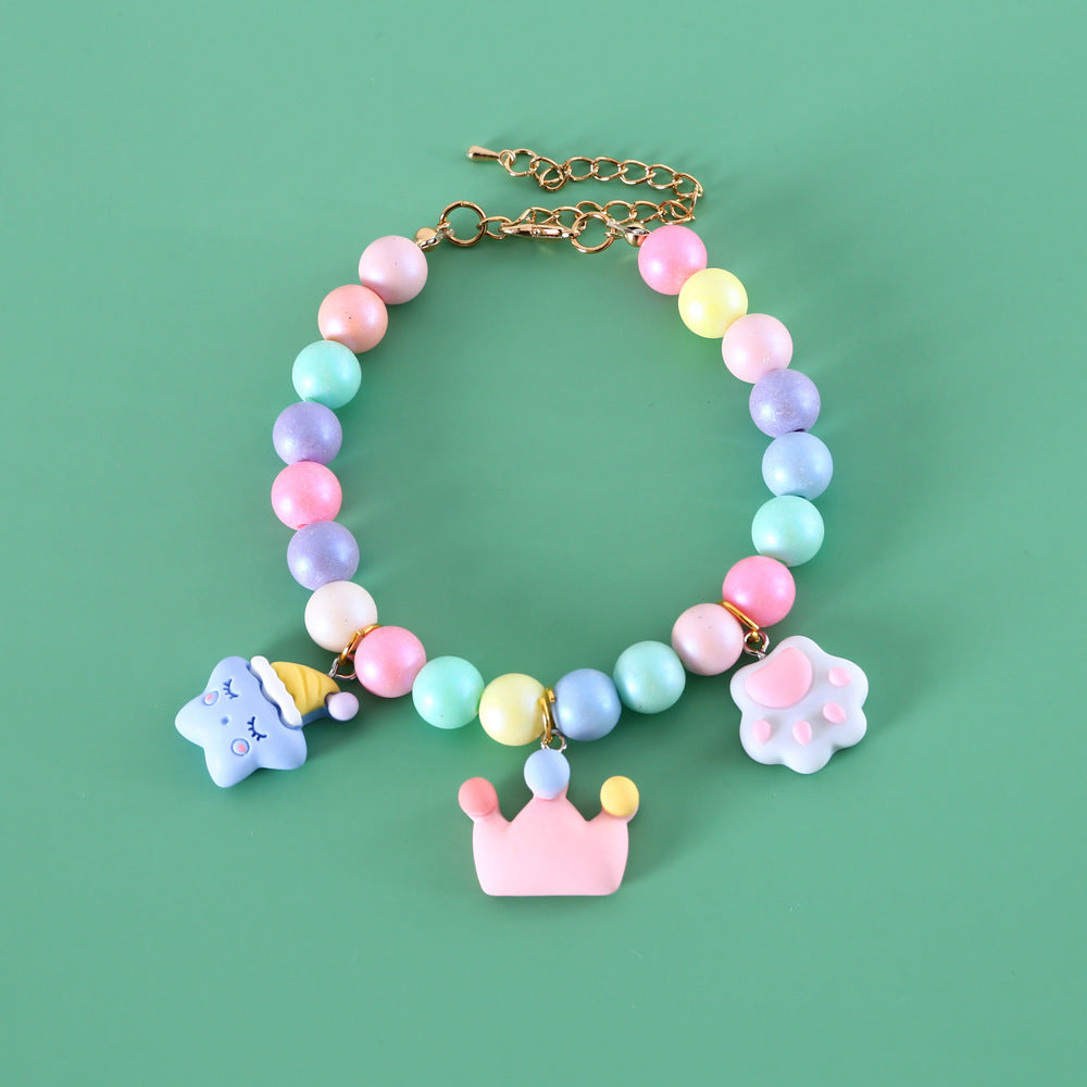 Cat Dog Colorful Pearl Dream Moon Headdress Meteor Rabbit Collar Birthday Shooting Accessories Necklace Bracelet