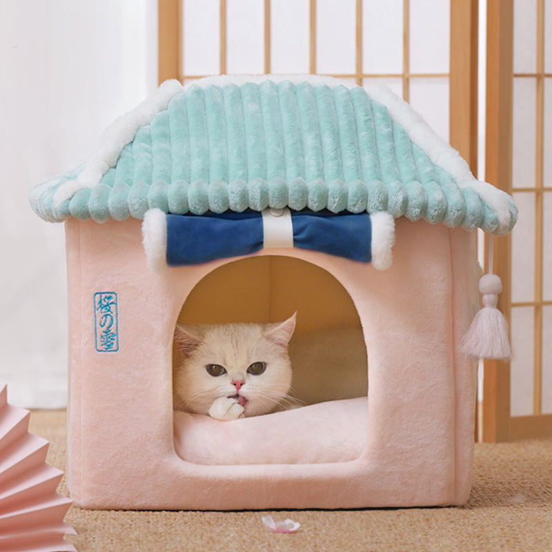 Casa para gatos, cama para gatos extraíble y lavable, suministros para mascotas, casa cerrada para gatos, Villa