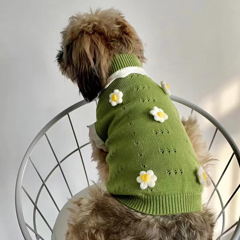 Pull chaud et confortable pour chien, collection de pulls à fleurs pour animaux de compagnie, collection d'automne et d'hiver