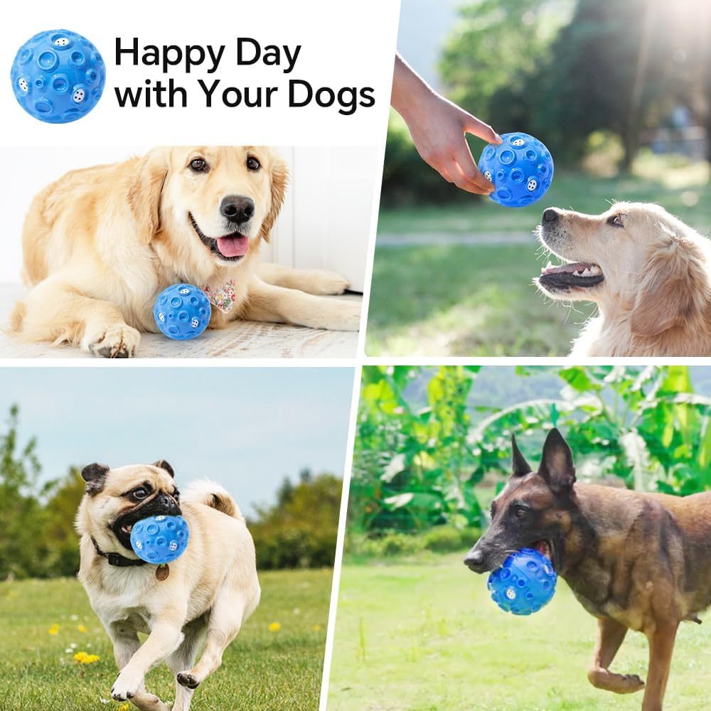 Dog Toy Ball For Aggressive Chewers Interactive Dog Ball Toy With Magical Squeaky Sound Durable Elastic Rubber Pet Chew Toys For Small Medium Large Dogs Relieve Anxiety Toy