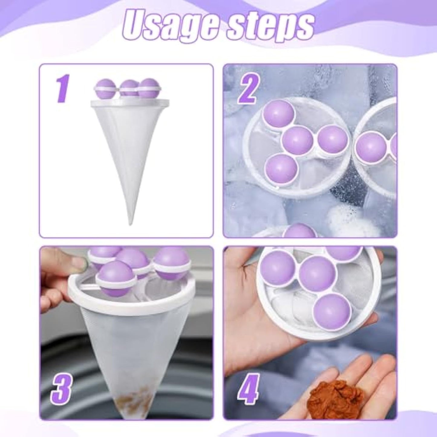 3PCS Floating Hair Filtering Mesh Removal,Pet Lint Removers Reusable Washing Machine Hair Filter Cleaning Mesh Bag,Lint Catcher For Washing Machine Wool Device Pet Dog Cat Hair Remover