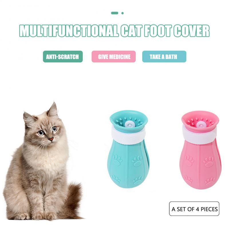 Couvre-griffes de pied de chat réglable, gant anti-rayures et épineux, bottes pour chats uniquement, couvre-griffes anti-rayures pour pieds de chat, chaussures anti-arrachement réglables, gant à ongles