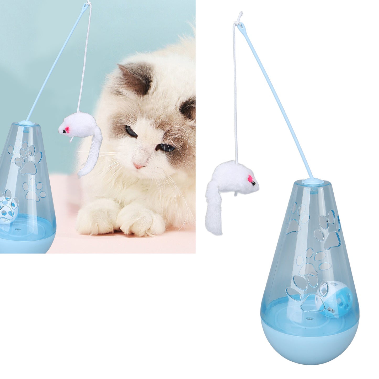 Cat Toy Cat Built In Bell Ball Interactive Snack Toy With Plush Mouse Cat Stick For Indoor Cats Kittens