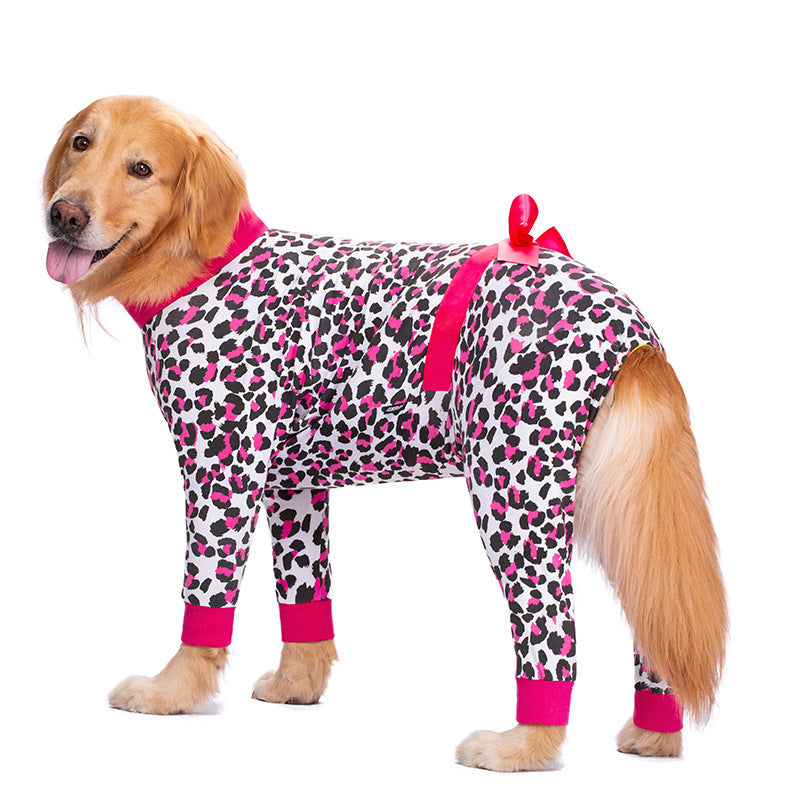 Anti-fur Pajamas Bow Decoration Big Dog Four-legged Pet Clothing