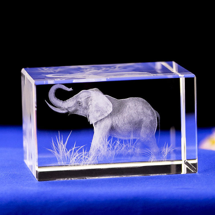 Éléphant modèle Animal en cristal sculpté en 3D, Souvenirs touristiques, ameublement de la maison