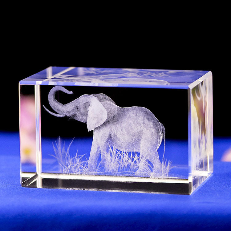 3D Internally Carved Crystal Animal Model Elephant, Tourist Souvenirs, Home Furnishings