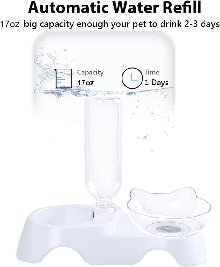 Gamelles doubles pour chiens et chats, ensemble de 15 bols d'eau et de nourriture inclinés avec bouteille d'abreuvoir automatique pour chiens et chats de petite ou moyenne taille