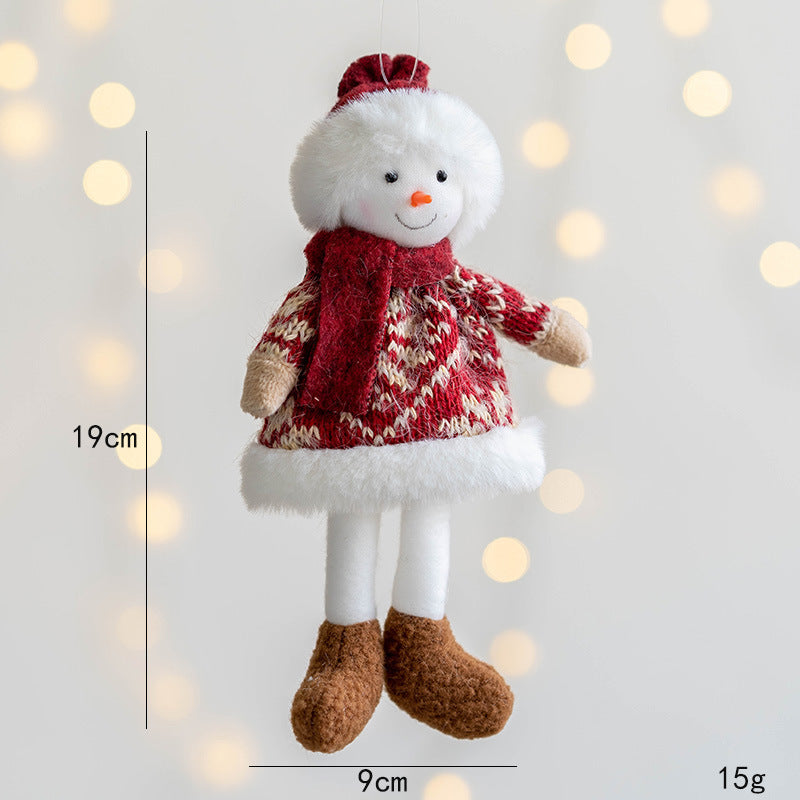 Wool Knitted Elderly Snowman Elk Girl Pendant