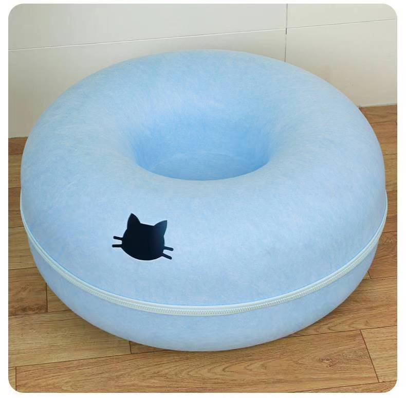 Cómoda cama redonda para mascotas con forma de túnel para gatos