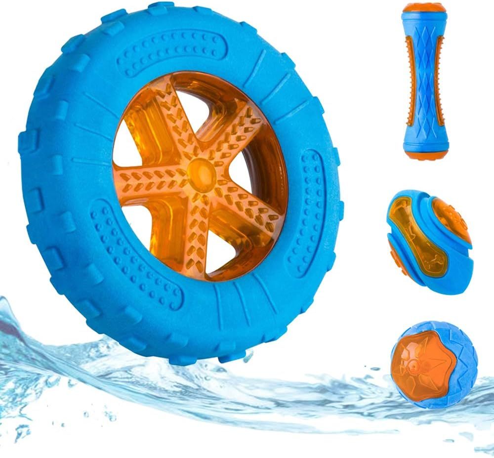 Juguetes para perros que chirrían, juguetes para piscina, juguetes flotantes para jugar a buscar de forma interactiva, juguetes de playa para perros