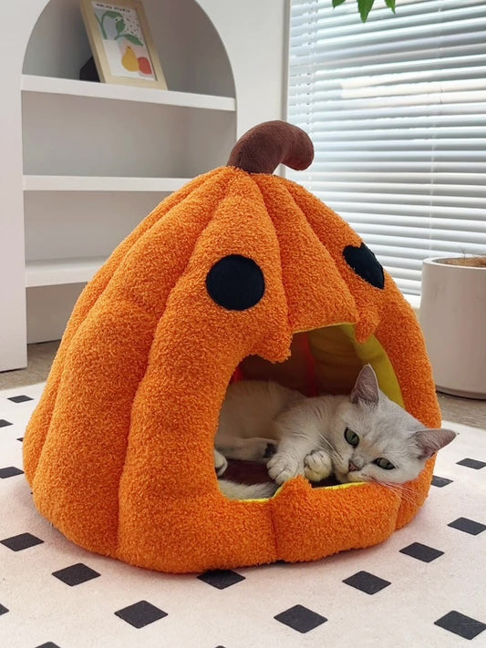 Cat Nest Sleeping Hut Habitat Pet Supplies Cozy Pet Cave Tent Halloween Pumpkin Nest Dog Cat Bed For Poodle Puppy Dog Animals