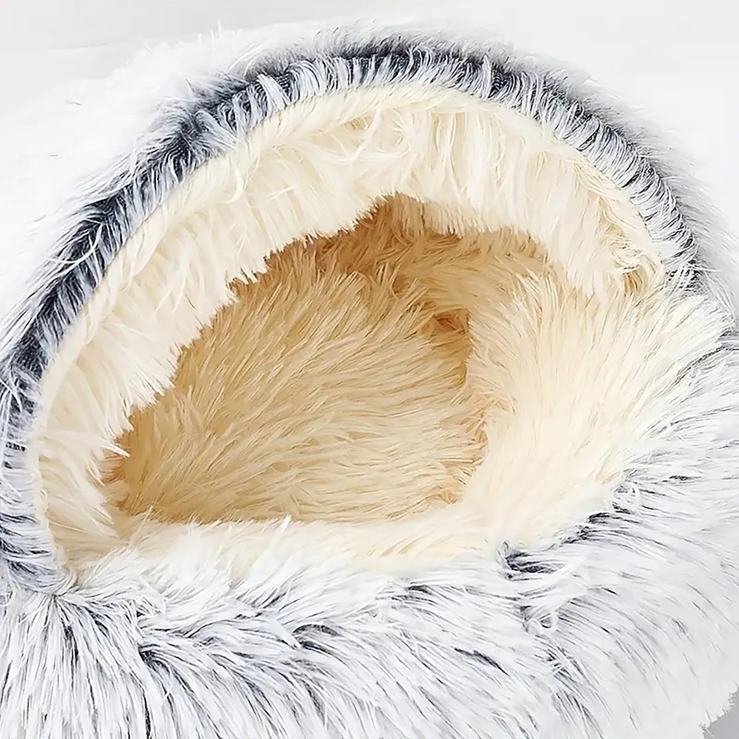 Luxurious Plush Round Cat Bed Cat Bed Round Soft Plush Burrowing Cave Hooded Cat Bed Donut For Dogs Cats - Semi-Enclosed For Cozy Warmth, Easy-Clean Durable Design, Ideal For Winter Comfort