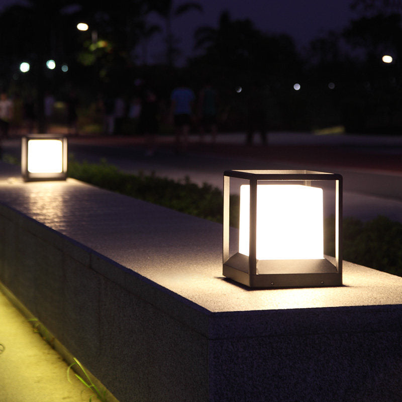 Lámpara de cabeza de columna impermeable al aire libre con cabezal de puerta de jardín