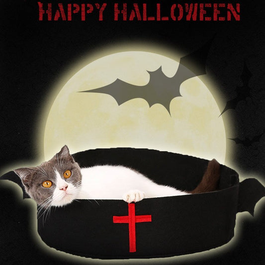 Cama para perros y gatos con temática de Halloween, Navidad y terror