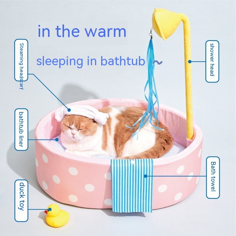 Bañera Cama para mascotas Otoño e invierno Nido cálido Gato Perro Cama para dormir profundo Juguete teaser para gatos