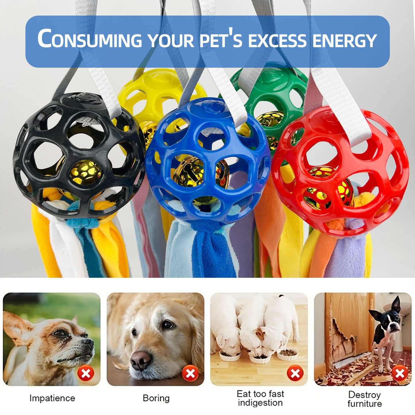 Interactive Toy Ball For Pets Hollow Ball With TPR Sound For Dogs And Cats Educational Bell Pet Toy