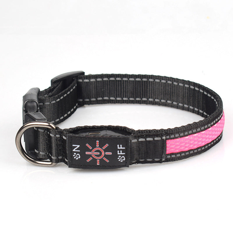 Collar para mascotas de malla de nailon luminoso LED, puerto de carga tipo c, resistente al agua