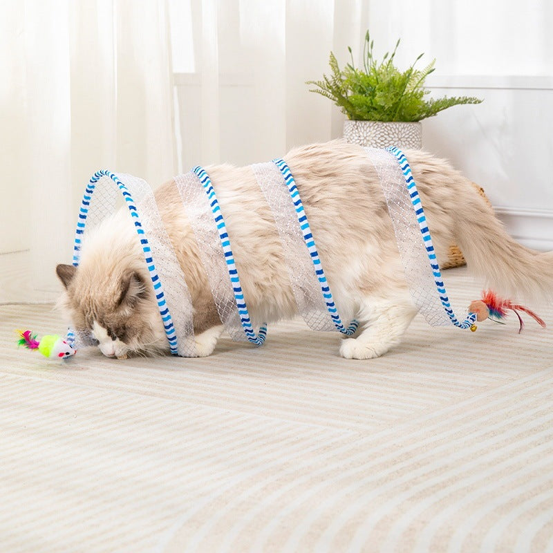 Juguete para gatos Túnel para gatos Palo para burlarse de gatos Palo largo Resistente a las mordeduras Placer personal Alivio del aburrimiento Suministros de plumas 