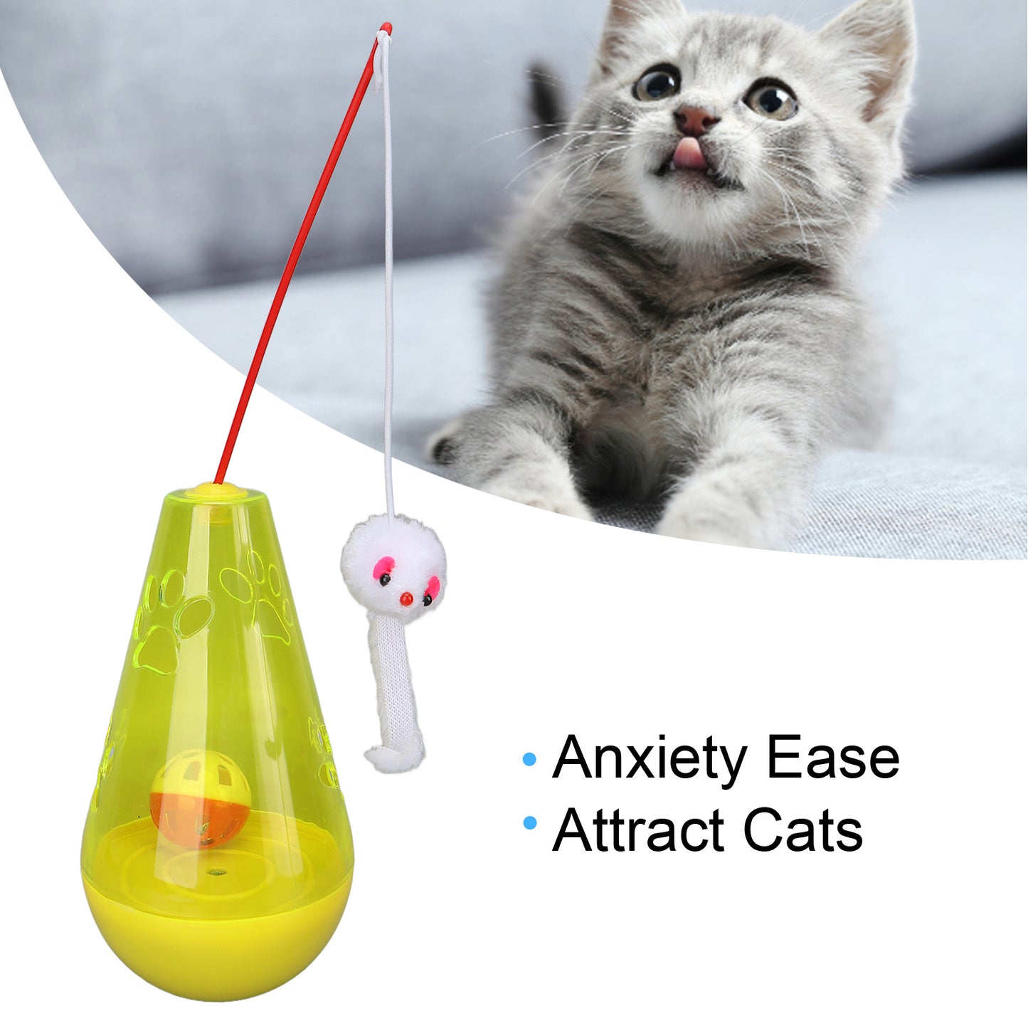 Cat Toy Cat Built In Bell Ball Interactive Snack Toy With Plush Mouse Cat Stick For Indoor Cats Kittens