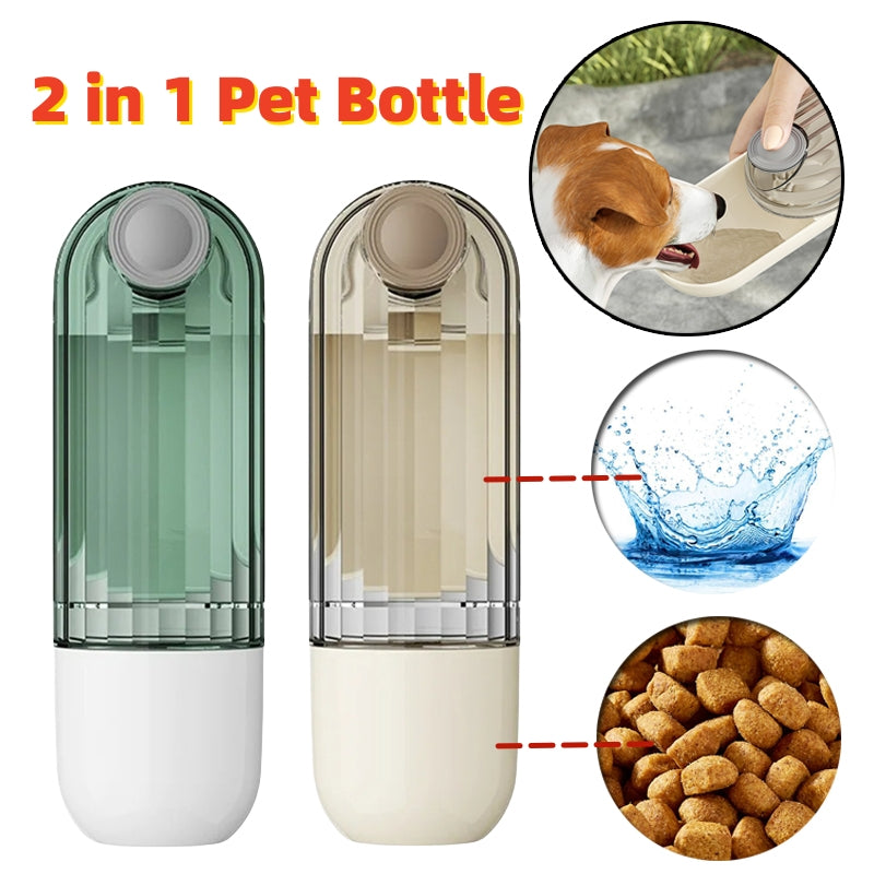 2 en 1 tasse d'eau pour animaux de compagnie conception de Segment chien vert marche tasse à boire Portable fournitures d'alimentation pour chien fournitures pour animaux de compagnie mangeoire à eau pour chien produits pour animaux de compagnie