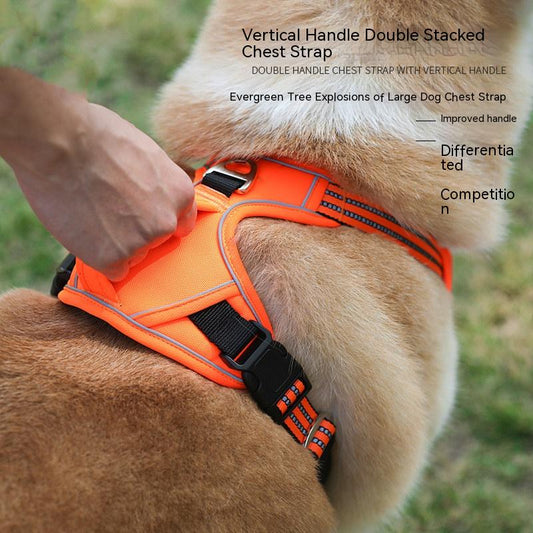 Gilet de Traction pour chien à poignée verticale, sangle de poitrine antidéflagrante pour sport pour animaux de compagnie