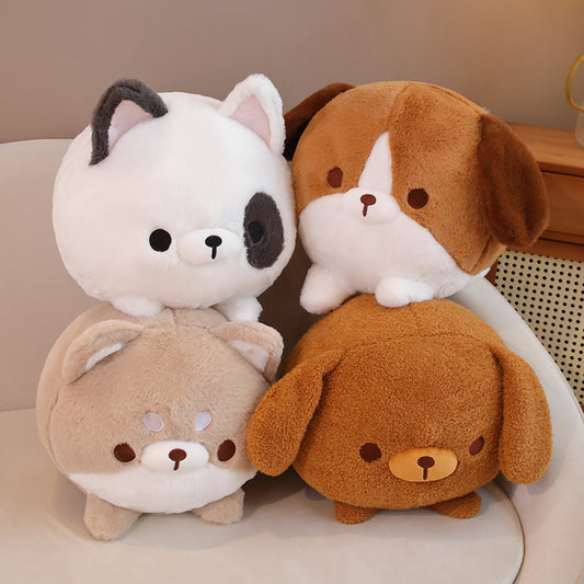 Lovely Soft Cute Round Roll Puppy Plush Toy Pillow