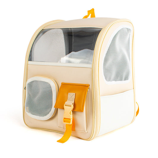 Sac à dos Transparent Portable pour animaux de compagnie, sac spatial de voyage en cuir respirant, fournitures pour chats