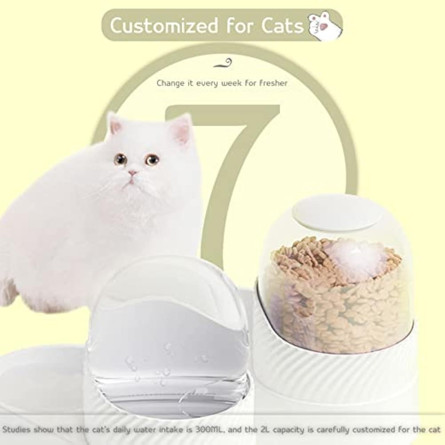 2 Pcs Cat Feeder And Water Dispenser Cat Food And Water Bowl Set Gravity Cat Water Dispenser With 2L Capacity