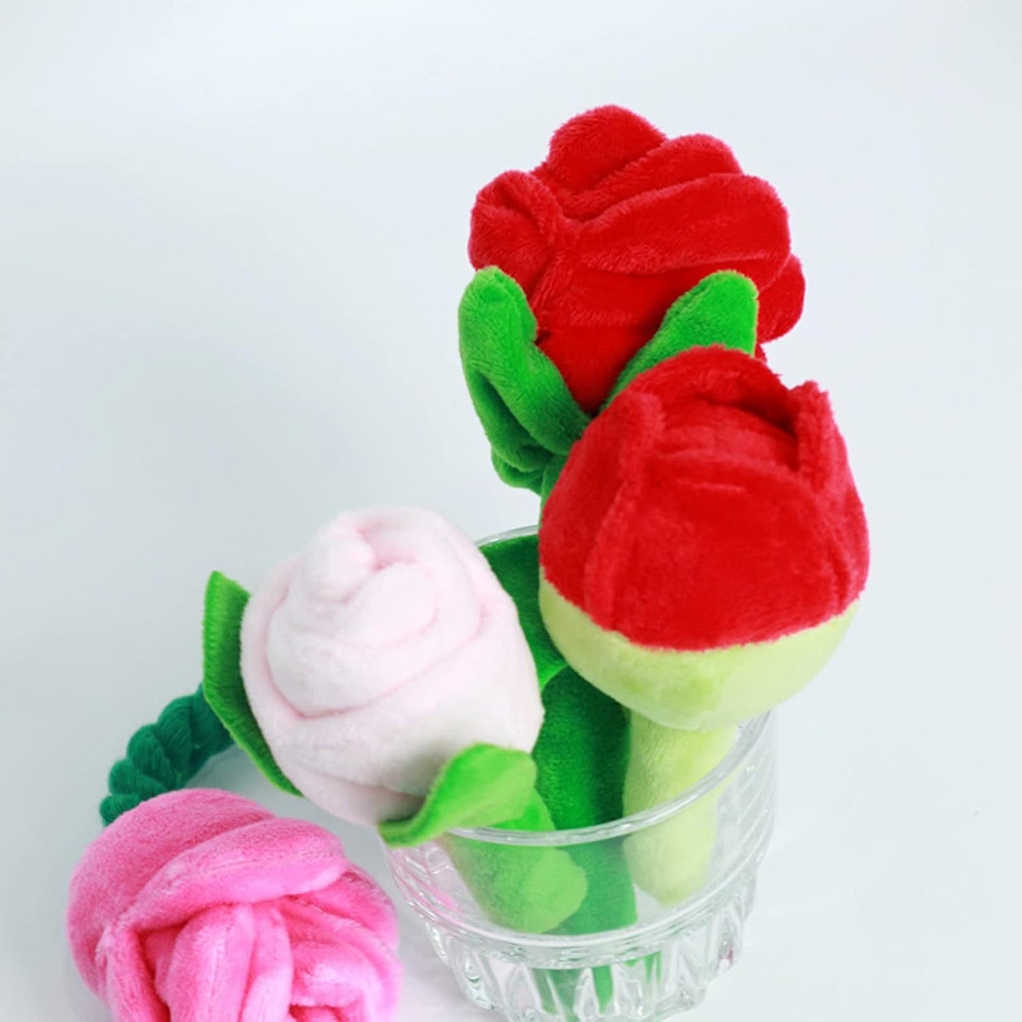 Toy Chew-Resistant Stuffed Dog Toy Plush Rose Flower Soft Pet Toy Chew Toy For Small And Dogs