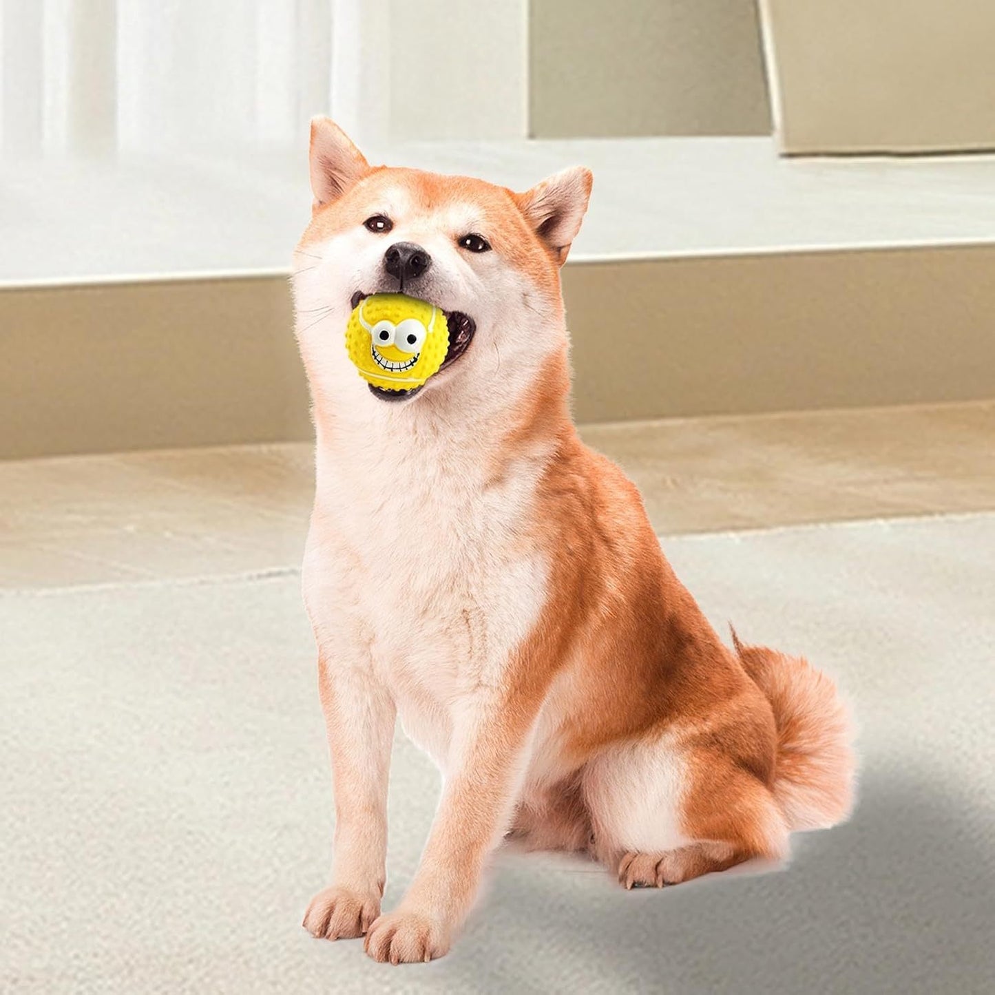 Dog Latex Balls Latex Face Ball Dog Toy Smile Face Dog Balls Bouncy Chewing Balls Squeaky Dog Face Balls Puppy Chew Toy Pet Latex Balls Suitable For Small Medium Dogs Cats Kittens