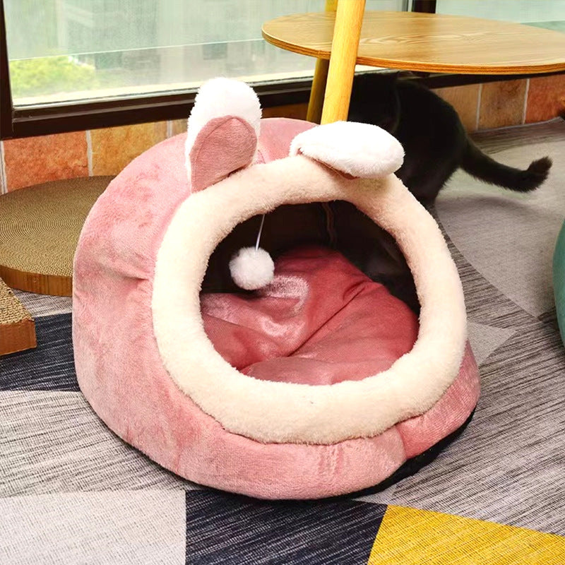 Dog Cat Bed All Season All-purpose Pet Nest Semi Closed For Warmth In Autumn And Winter