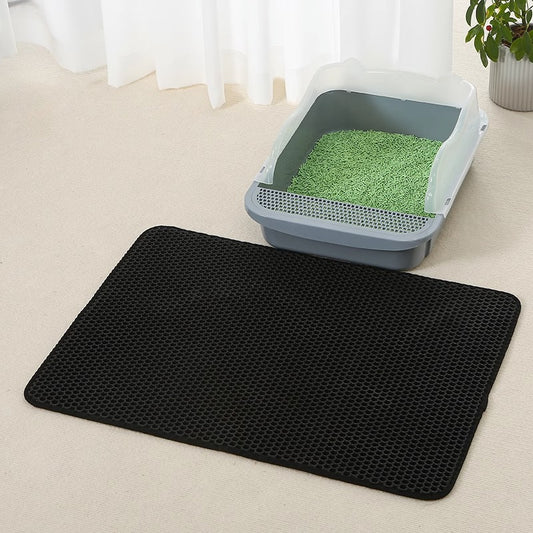 Tapis de litière pour chat double couche anti-éclaboussures EVA