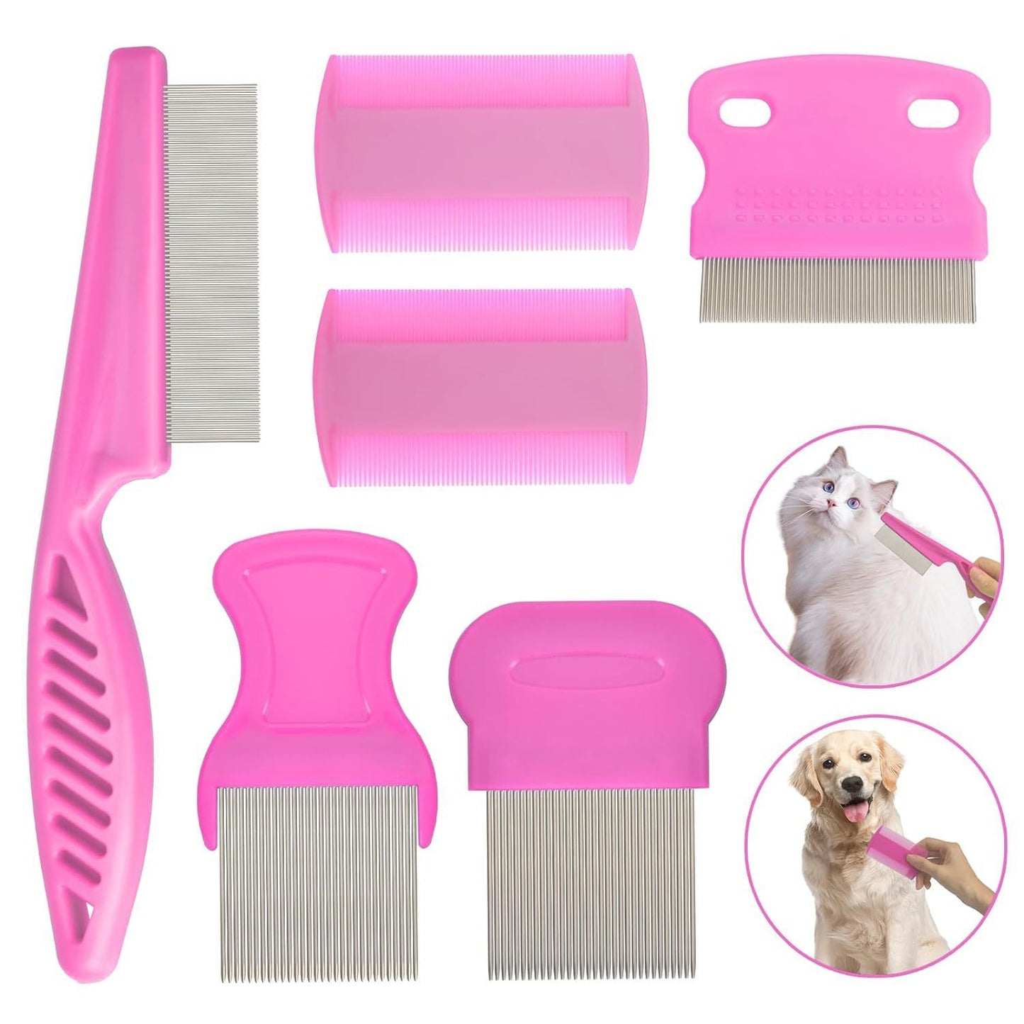 Stainless Steel Dense Gear Blue Pet Flea Comb 4-piece Set