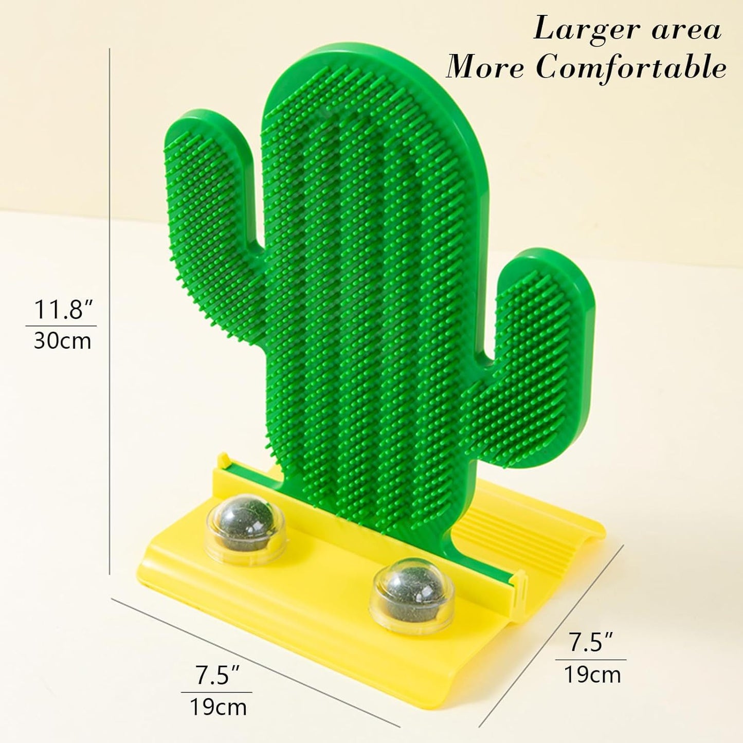 Cepillo para el pelo de cactus con dos bolas de hierba gatera, cepillo para el pelo de esquina, almohadilla para rascar, masajeador para gatos, poste para frotar, juguete interactivo para gatos