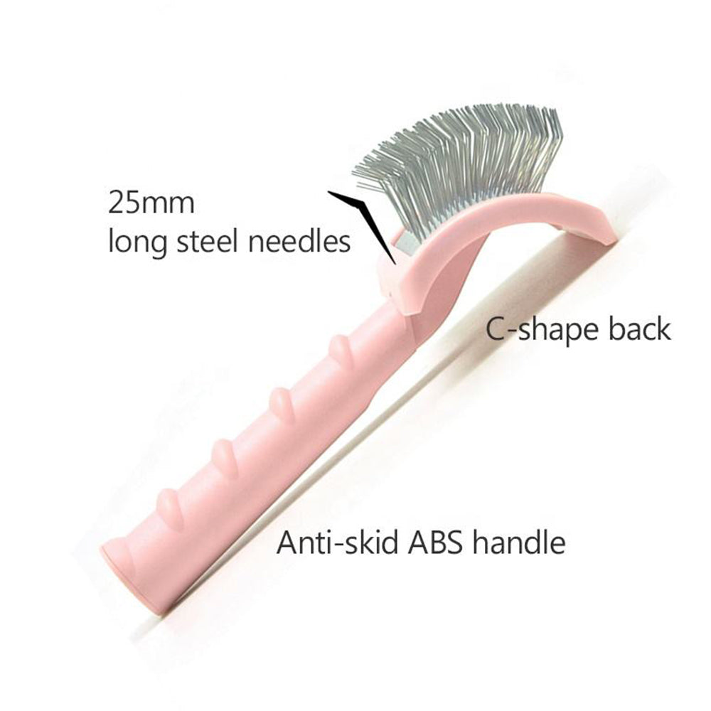 C-shaped Thick Back Hair Self Cleaning Curved Needle Comb Goldpets PS1140 Pet Hair Beauty Brushing Long Needle Comb