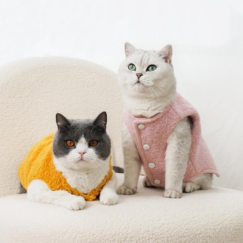 Vêtements chauds pour chats, gilet épais en peluche doublé de polaire pour animaux de compagnie, résistant au froid et aux peluches