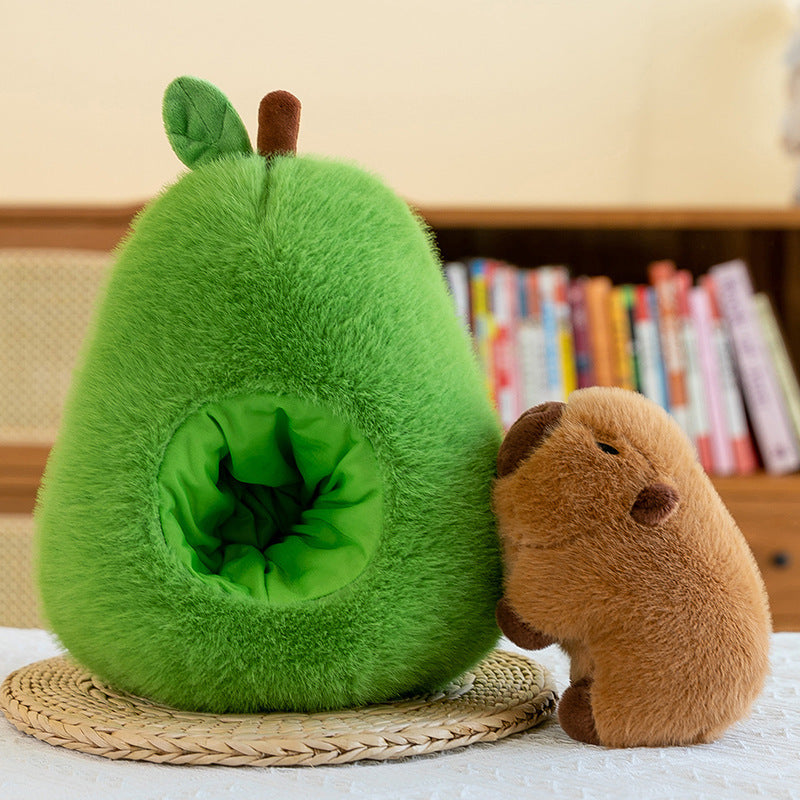 Almohada de carpincho de aguacate de peluche