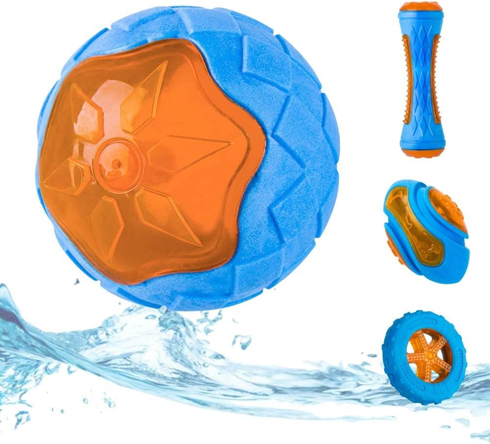 Juguetes para perros que chirrían, juguetes para piscina, juguetes flotantes para jugar a buscar de forma interactiva, juguetes de playa para perros