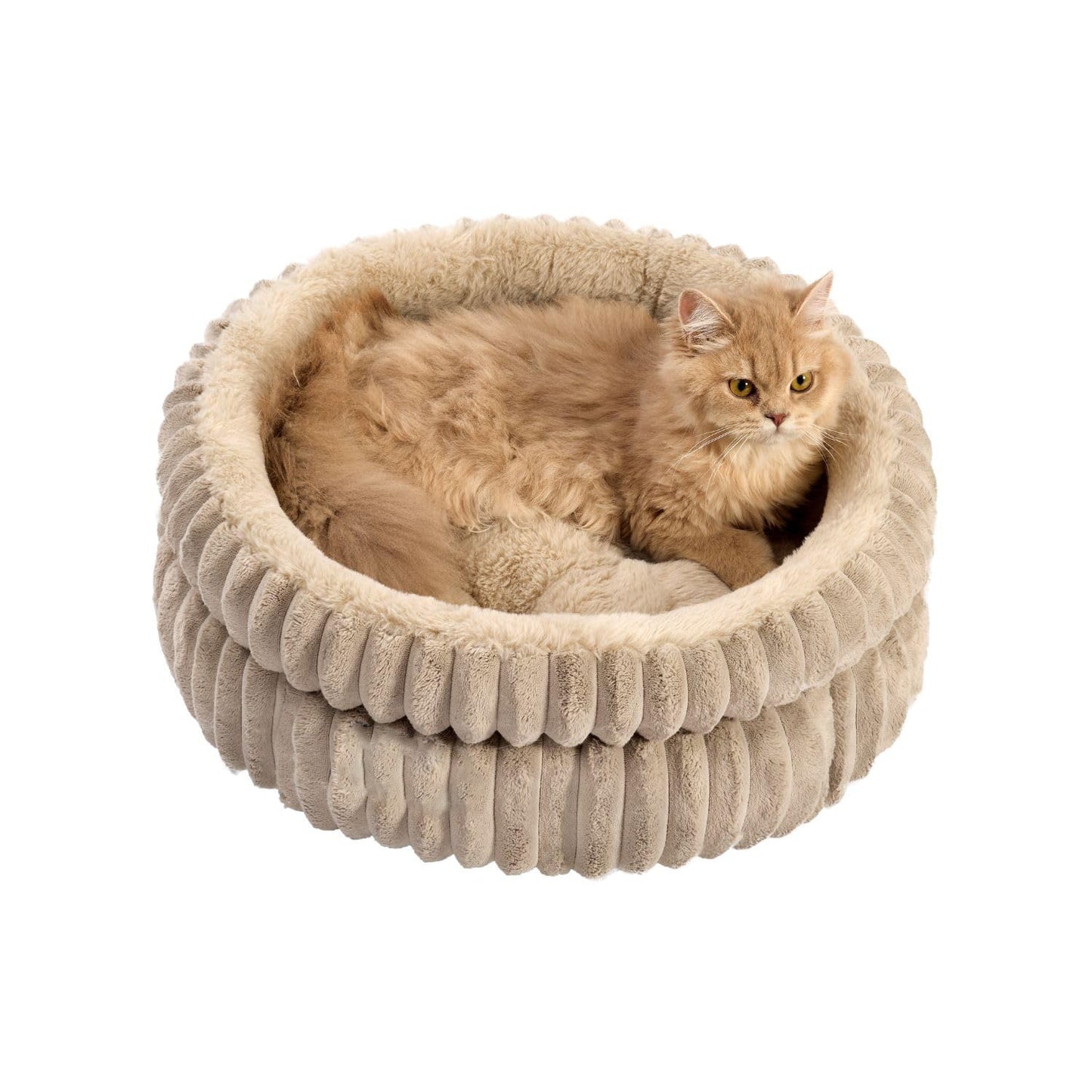 Cat Bed Kitten Bed Washable Round Cat Beds For Indoor Cats Super Soft Plush Faux Fur Pet Bed For Puppy And Kitten With Anti-Slip Bottom