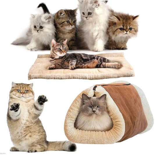 Foldable Snooze Tunnel Mat For Cats And Dogs Comfortable Pet Bed Warm Blanket Kennel Crate Cage House Pets Supplies Winter