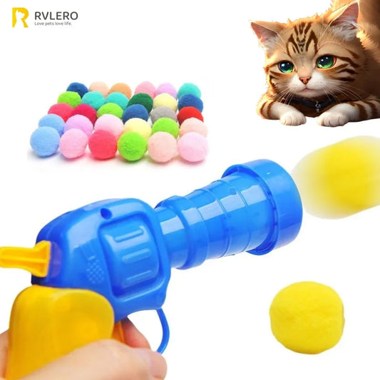 Pistola de tiro de pelota de peluche de gato, juguete silencioso, alivio interactivo, juego de piel adhesiva estática microelástica, Color aleatorio