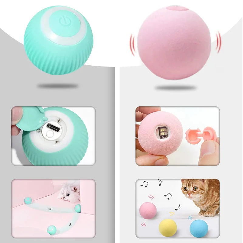 Jouets électriques de boule de chat jouets intelligents de chat de roulement automatique pour des jouets de chaton de formation de chats auto-mobiles pour le jeu interactif d'intérieur