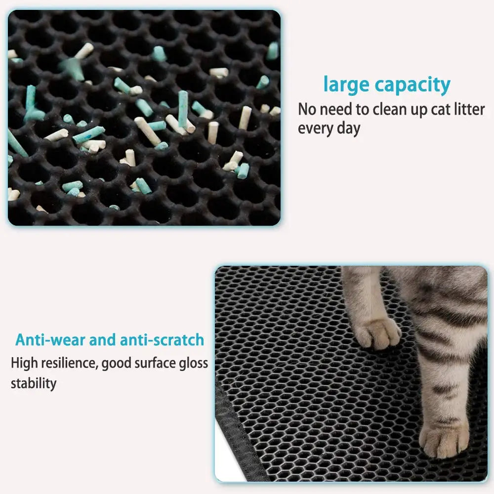 Estera para residuos de gato impermeable a prueba de orina estera para residuos de gatito panal de doble capa caja de arena estera antideslizante suave EVA estera para residuos de gato