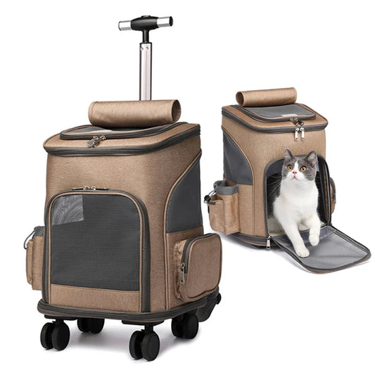 Bolsa de viaje para mascotas, barra de dibujo, cochecito para mascotas, transportador de viaje, mochila para gatos, jaula, mochila de transporte extensible desmontable ajustable