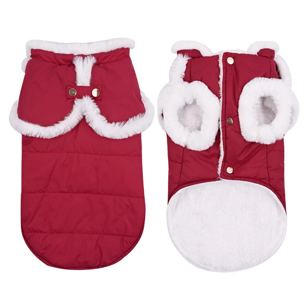 Winter Clothes for Dogs White Fur Cute Dog Jacket Warm Cape for Small Big Dogs Soft Padded Pet Coat Dachshund Yorkies Fashion Style