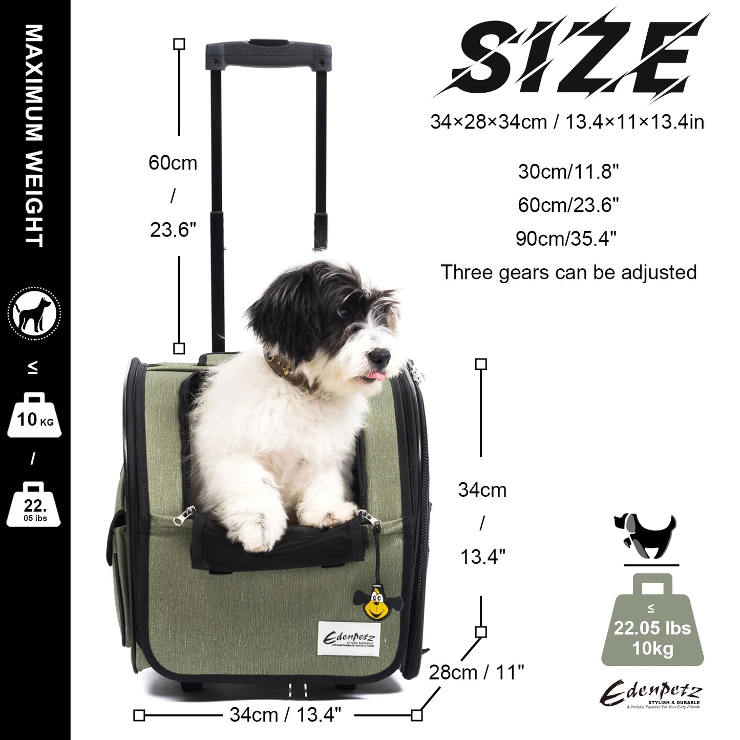 Cochecito grande para mascotas, plegable, multifuncional, transporte, aprobado por aerolínea, mochila transportadora para perros y gatos con ruedas